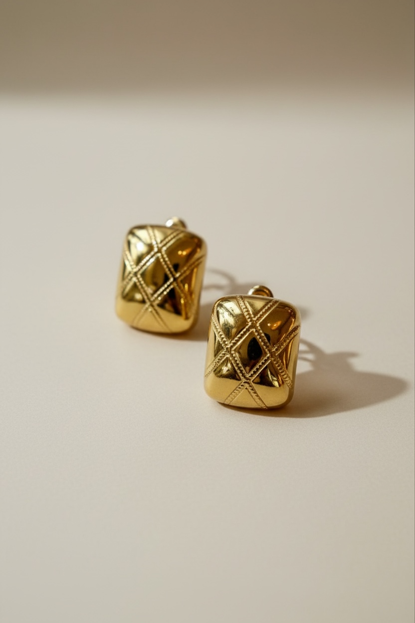 Vintage quilted örhängen guld/silver