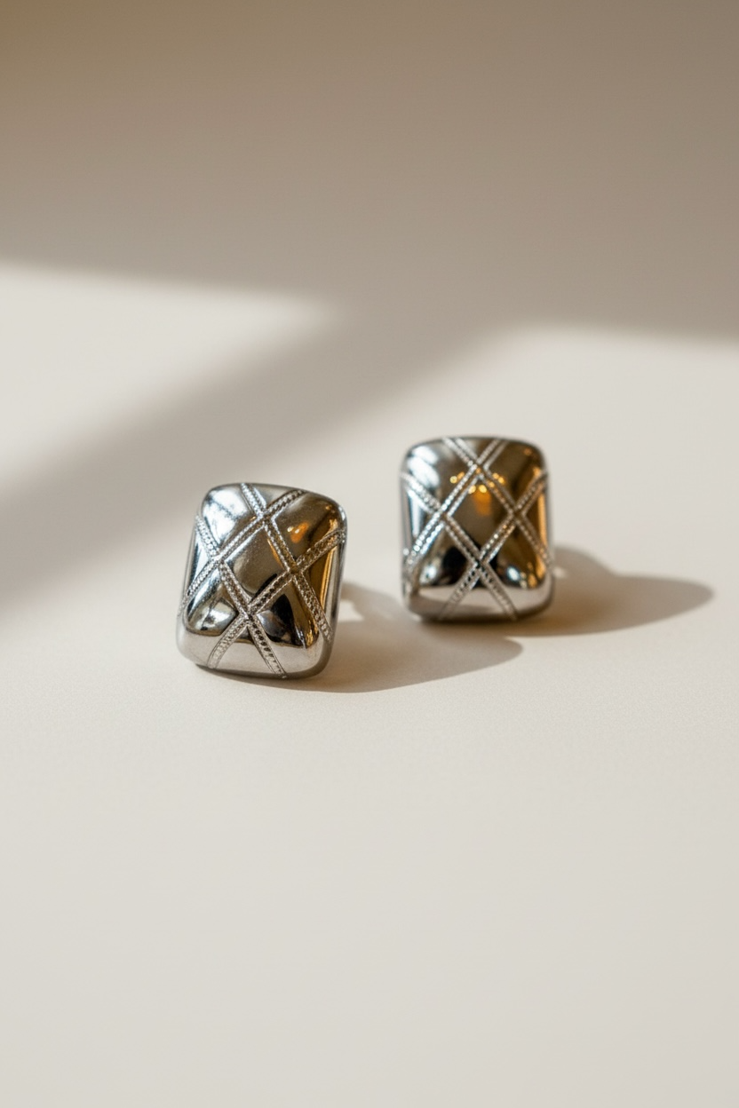 Vintage quilted örhängen guld/silver