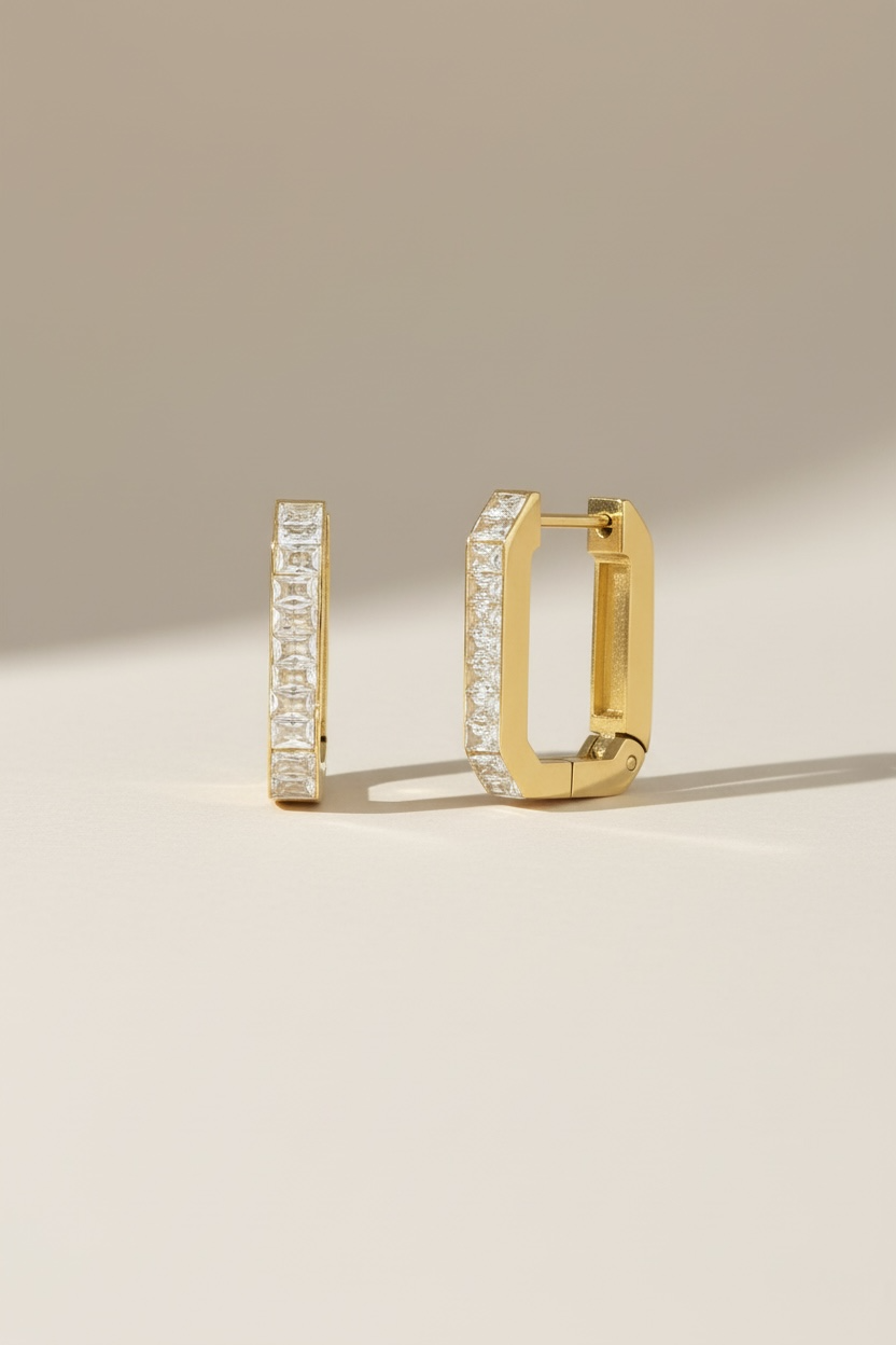 Rectangular diamond örhängen