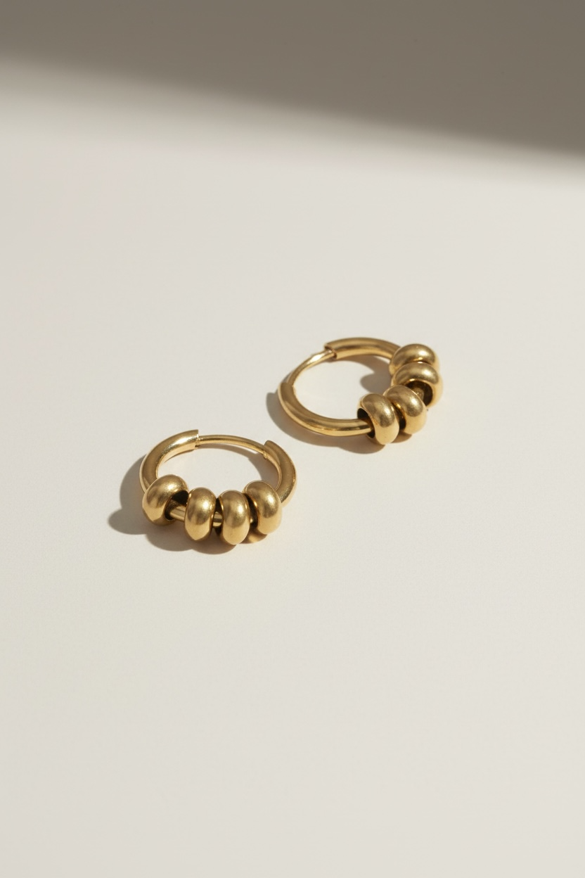 Small hoops with beads örhängen